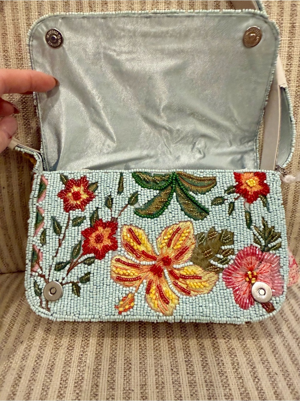 Made in India “Hawaiian” beautiful Floral Beaded Shoulder Bag #boho #fesitval - Picture 6 of 6